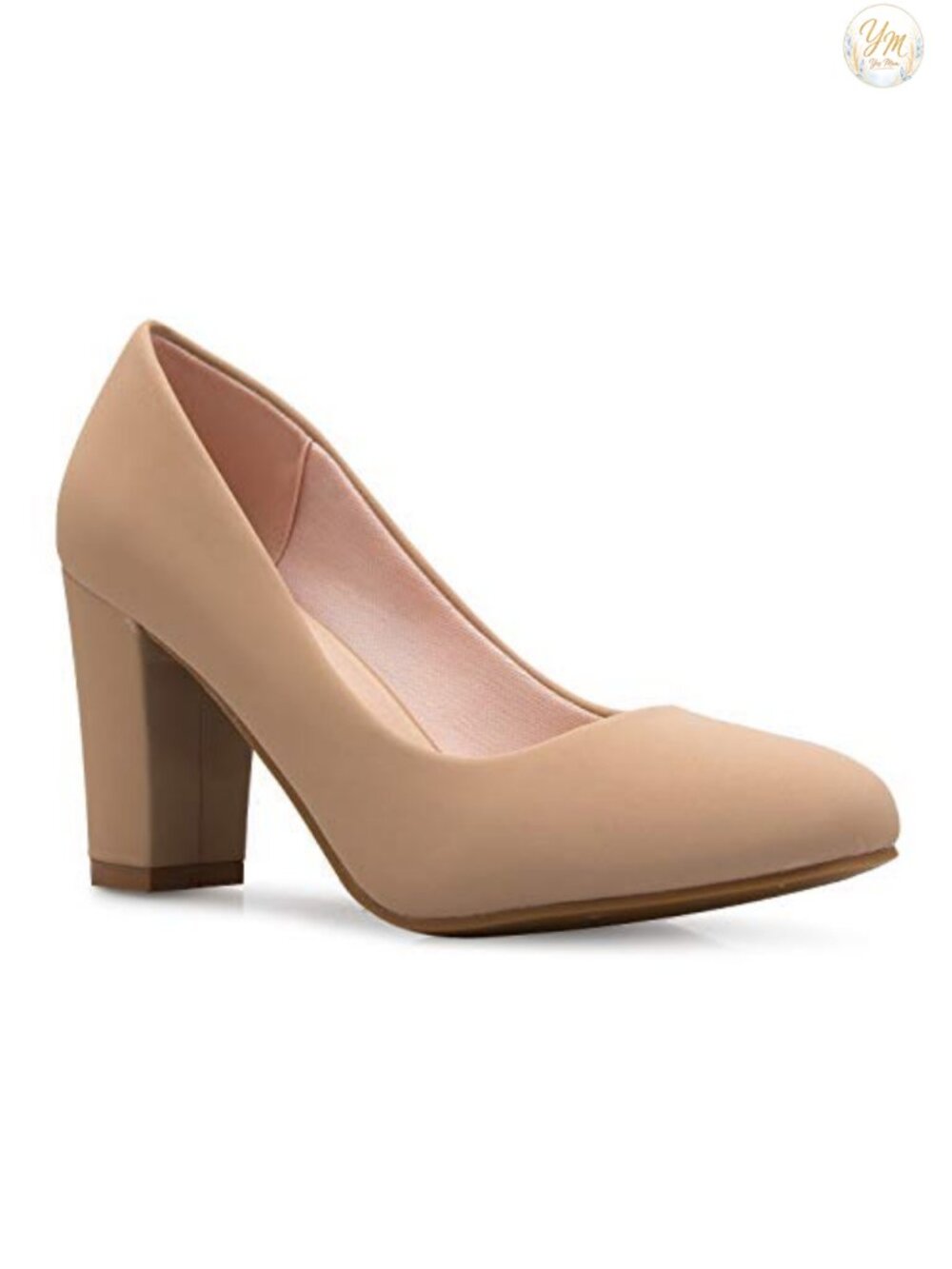 Women's Platform Pumps Round Toe High Block Heel Faux Suede Comfortable Heels